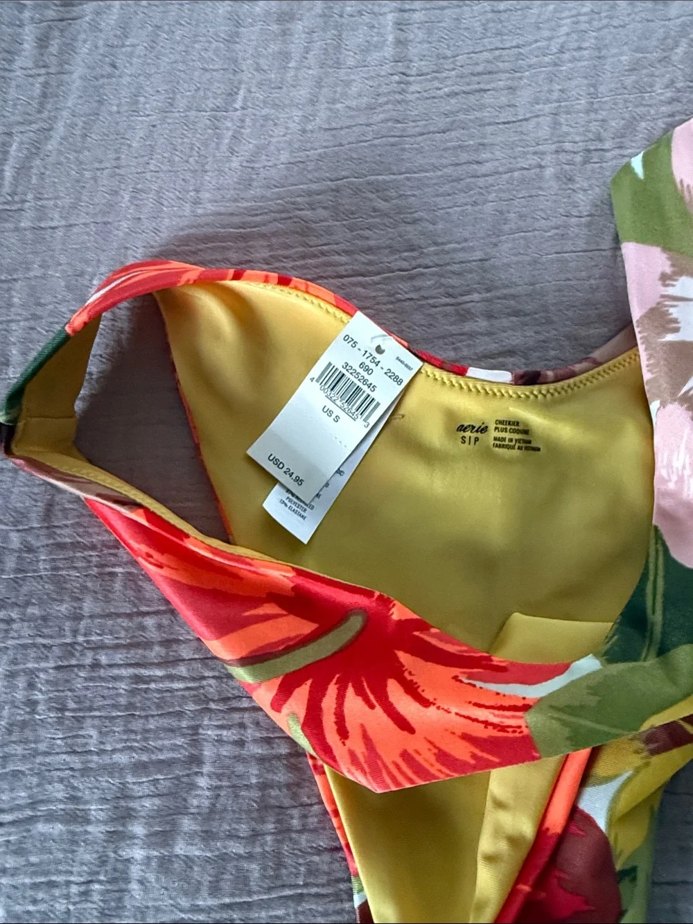 aerie Floral One-Piece Swimsuit in Red, Yellow, Green and Pink